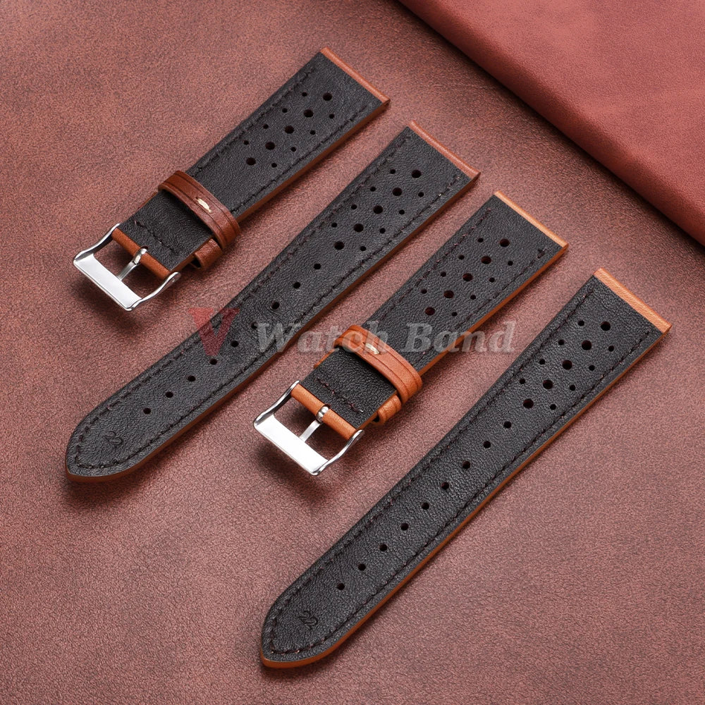 18/20/22mm Universal Genuine Cowhide Watch Band  for Samsung Watch 8/7/6/5/4/3 Vintage Straps Breathable Bracelet Belt Accessory