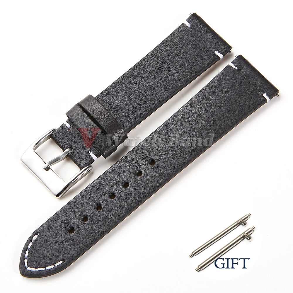 Quick Release Calfskin Genuine Leather Bracelet for Seiko for Samsung 20 22 24mm 12 14 16 18mmVintage Smart Watch Band for Omega