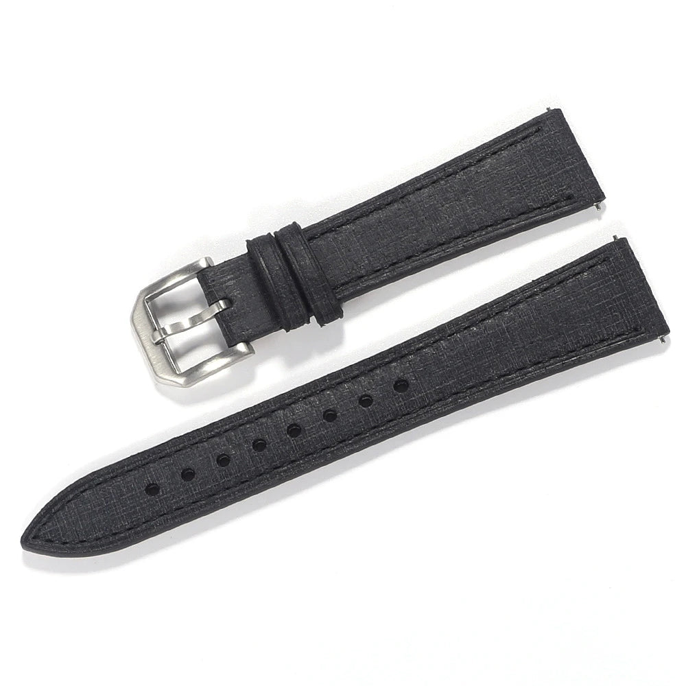 20mm 22mm Italian Leather Watch Strap Premium Handcrafted Linen Texture Tanned Babele Watchband Quick Release Retro Wristband