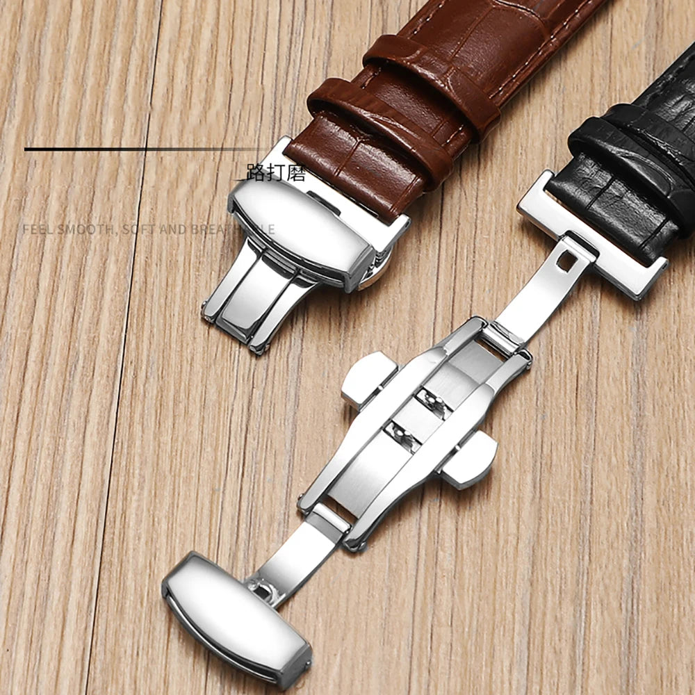 18mm 20mm 22mm 24mm Genuine Leather Watchband Crocodile Pattern Straps Men Women Replacement Universal Bracelet
