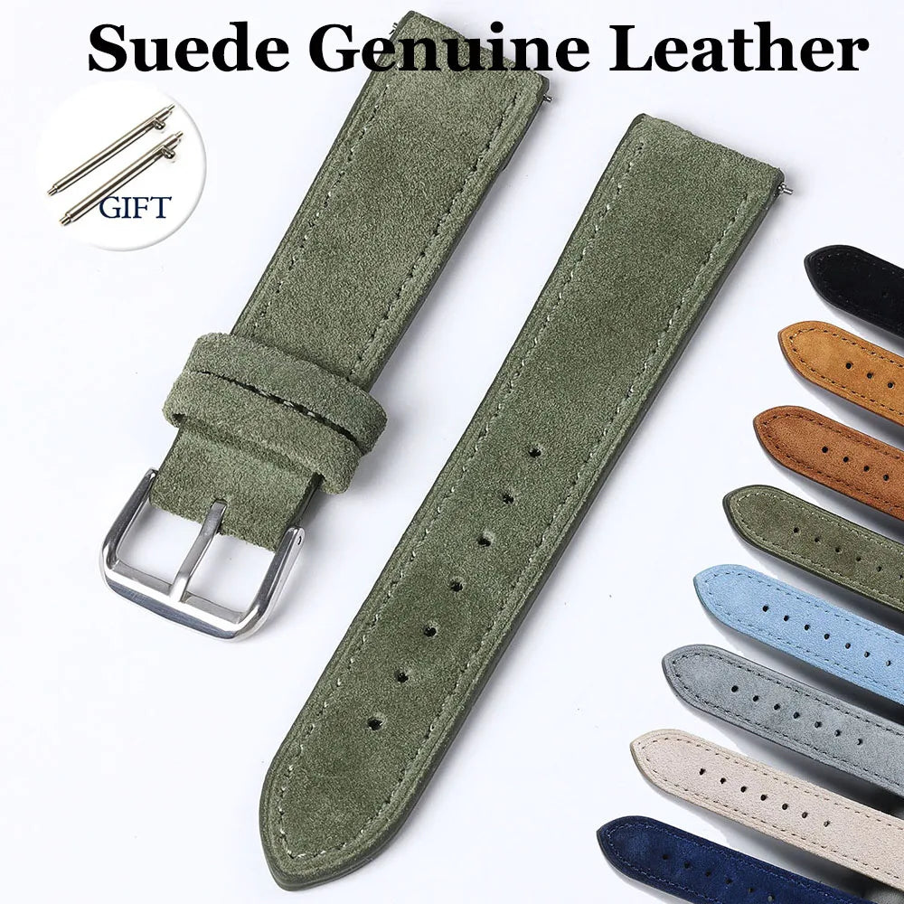 Vintage Suede Strap for Seiko Cowhide Leather Watch Band for Omega for Rolex  Stitching Bracelet Sport Quick Release Replacement