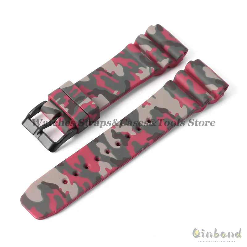 Soft Silicone Watch Band 22mm for Seiko for Rolex Waterproof Camouflage Rubber Watch Strap Bracelet Sport Watch Replacement Belt