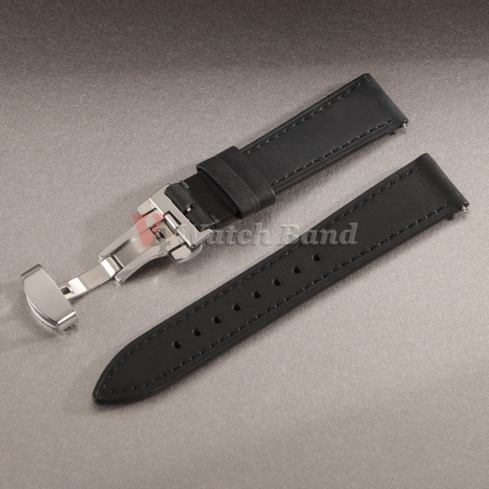 18/19/20/21/22/24mm Vintage Leather Watch Band Butterfly Buckle Stitching Cowhide Strap for Omega for Wrist Bracelet for Seiko