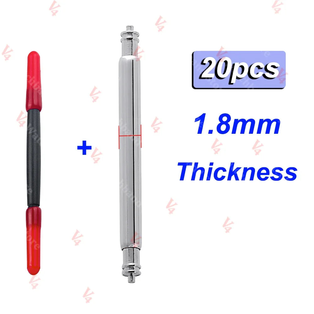 20pcs 1.5/1.8/2.0/2.5mm Diameter Watch Band Pins 16/18/20/22/24mm Spring Pin Watch Repair Tool Metal Steel Spring Bars Link Pins