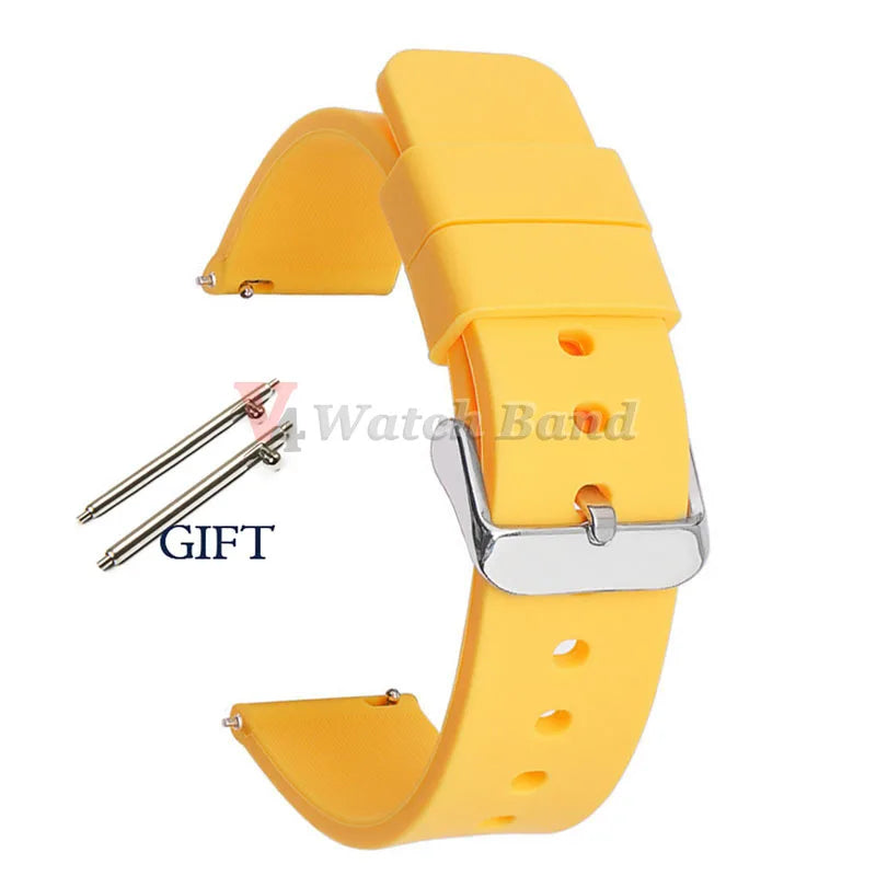 Universal Watch Straps 20mm 22mm 24mm 14mm 16mm 18mm Quick Release Silicone Band for Samsung for Huawei Women&Men Accessories