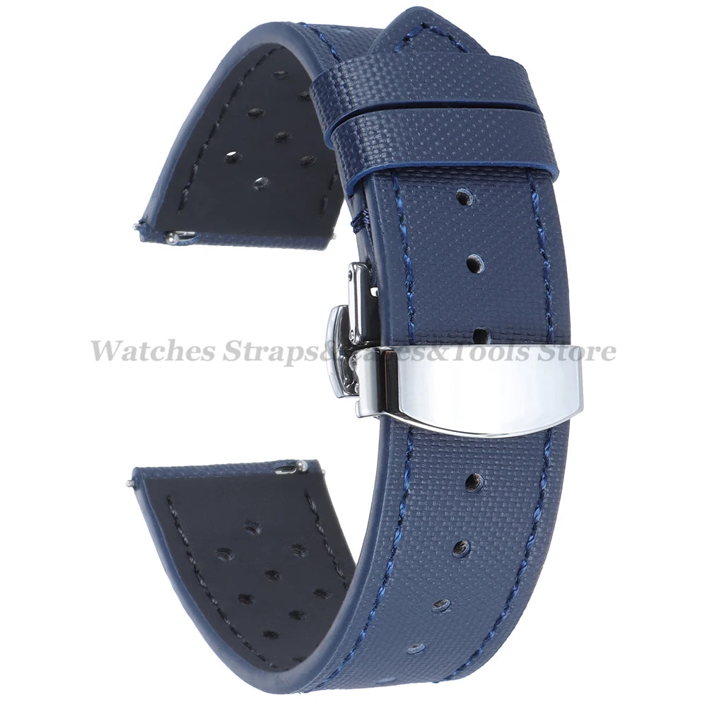 Premium Sailcloth Watch Strap for Seiko for Omega 18mm 20mm 22mm Qucik Release Fabric WatchBand Butterfly Buckle for HuaweiWatch