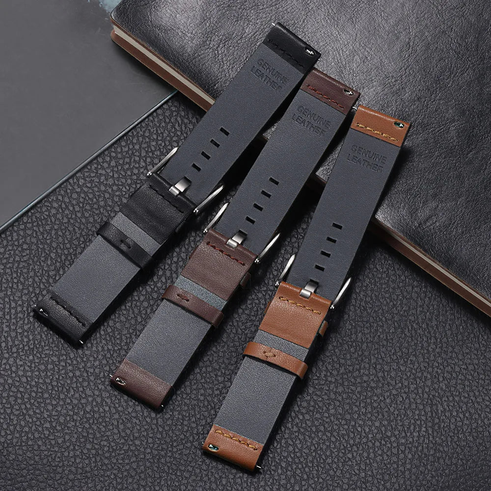 Strap for Samsung Galaxy Watch 6 5 4 45 40 44 42 46mm Universal Wrist Strap Genuine Leather Watchband 18mm 20mm 22mm 24mm