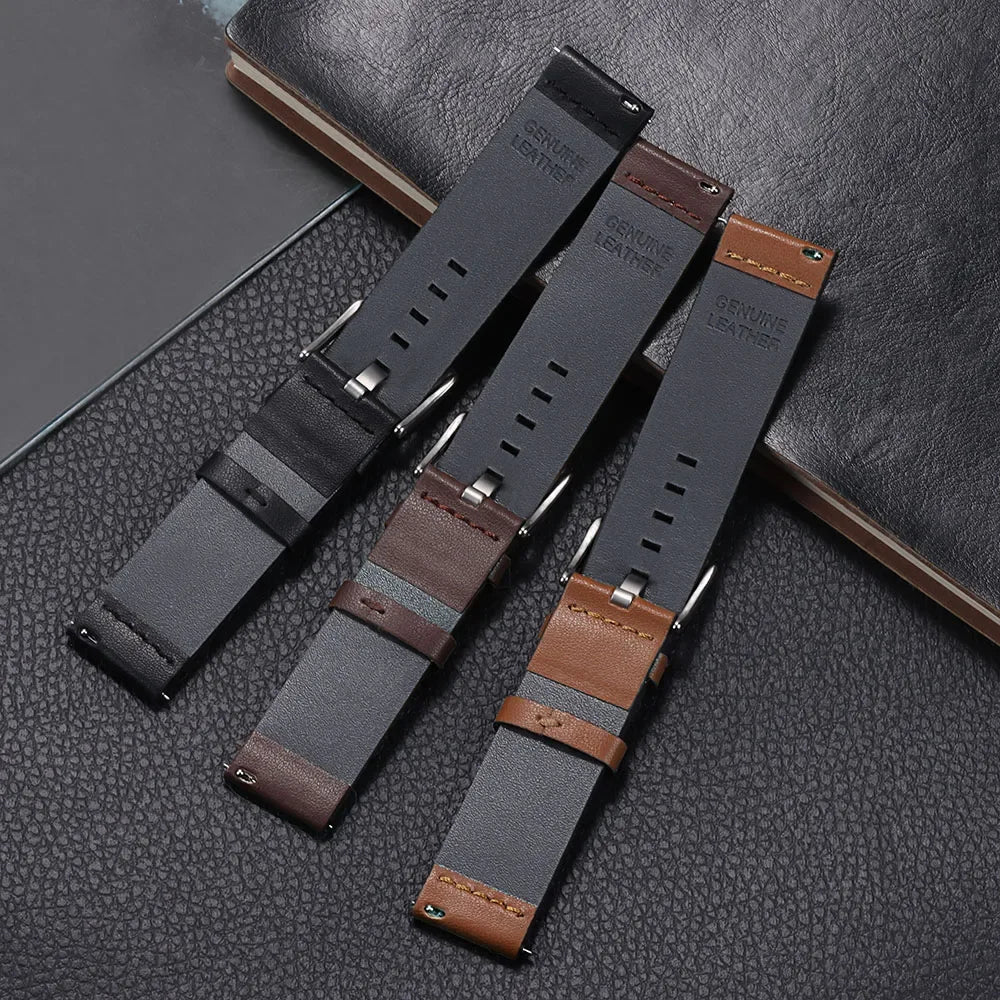 20mm 22mm Watch band Quick release Leather Strap for Samsung Galaxy Watch 3 Active2 40 44mm huawei watch gt 2 WatchBand 24 18mm