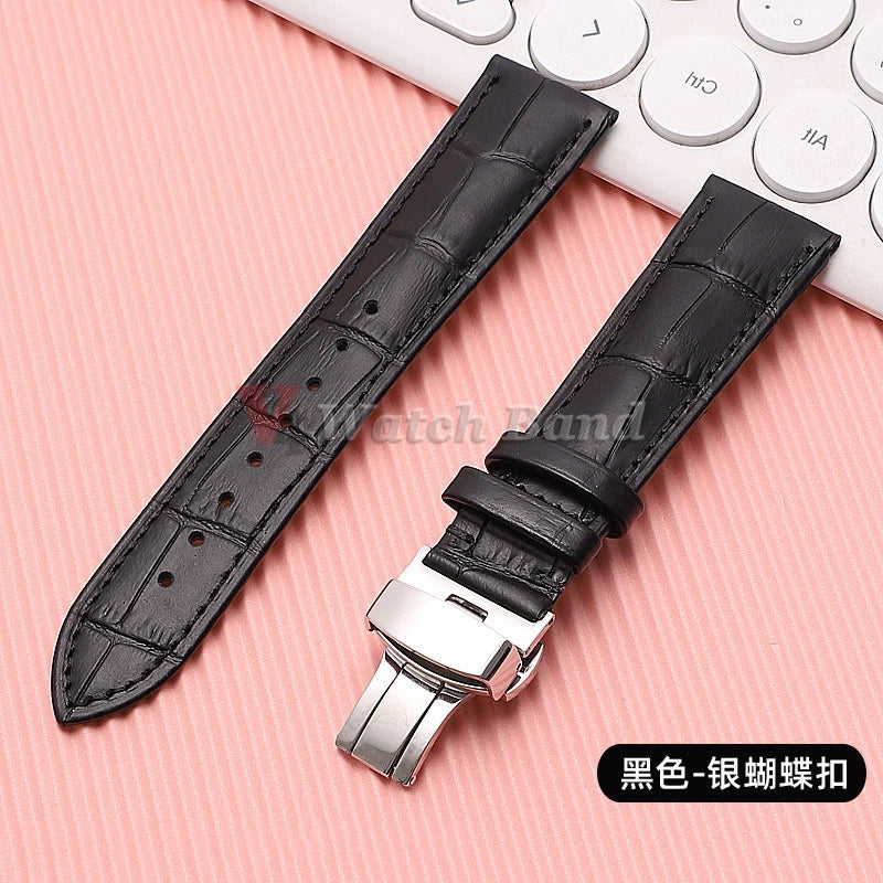Quick Release Leather Watchband for Omega Business Watch Band for Seiko Butterfly 24mm 22mm 20mm 18mm Buckle Black Brown Strap