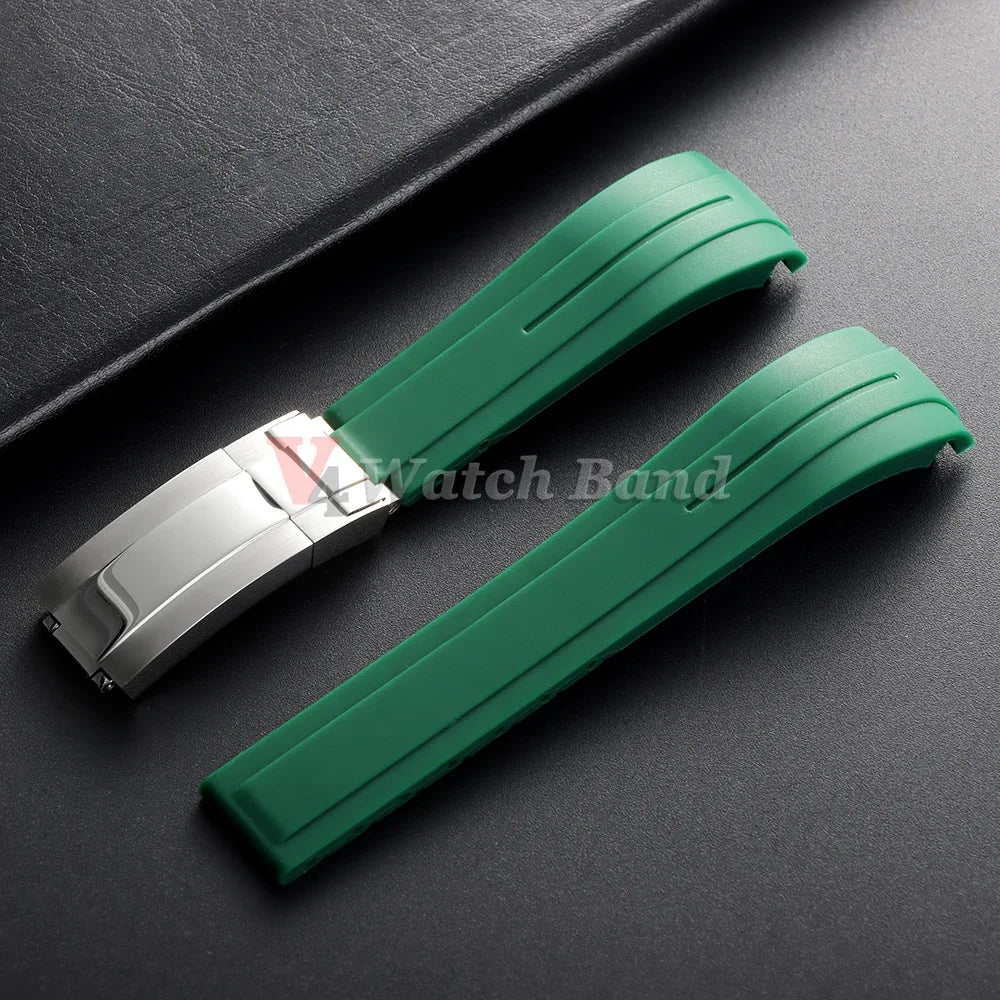 For Rolex Daytona Yacht-Master Ultra Arc Rubber Watchband 20 21mm 22mm Flexible Comfortable Silicone Curved Strap Folding Buckle