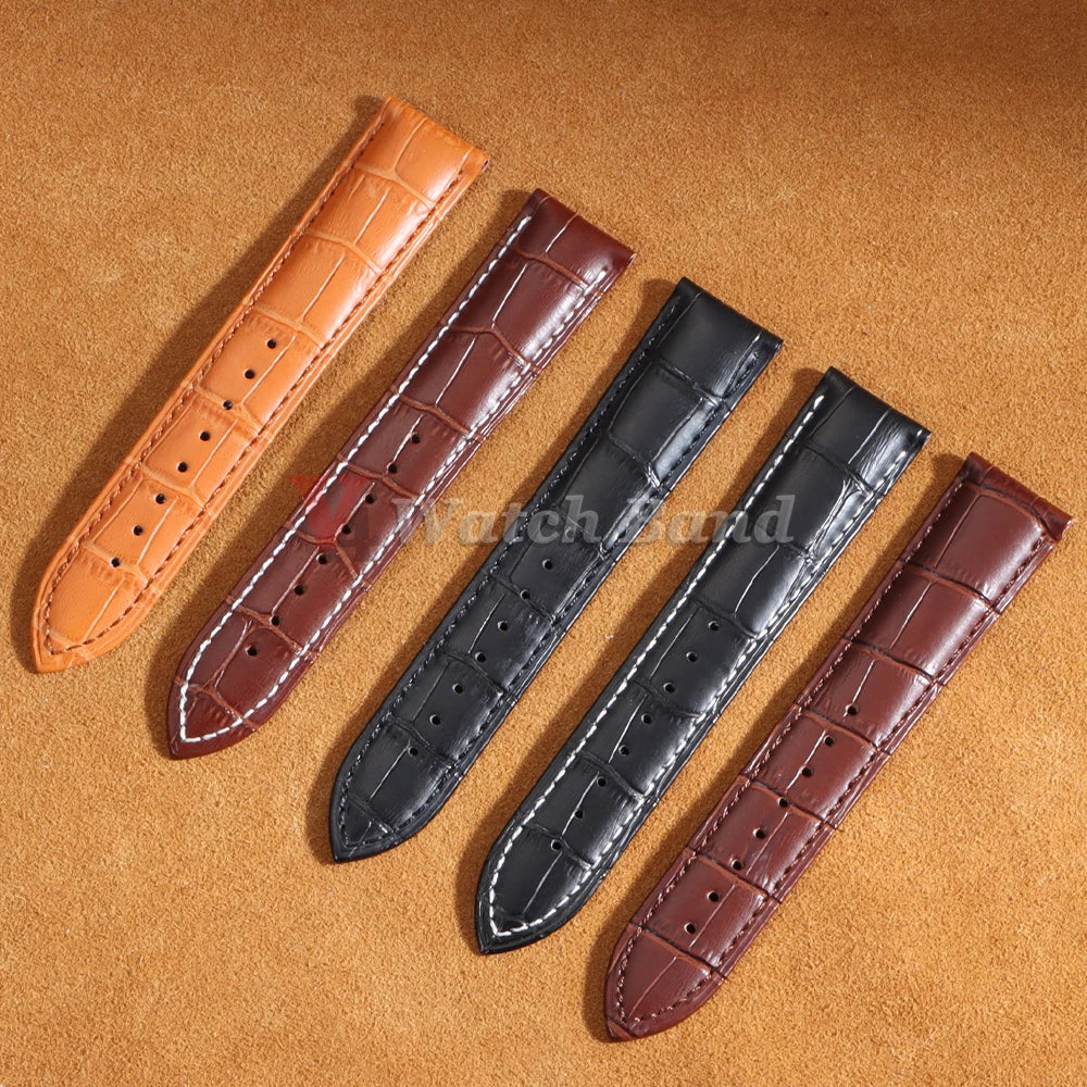 12/14/16/18/19/20/21/22/24mm Crocodile Pattern Straps for Wrist Bracelet Vintage Leather Watch Band for Omega Butterfly Buckle
