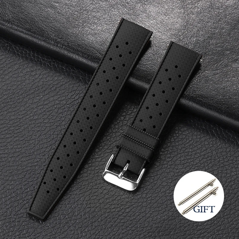 18mm 20mm 22mm Tropic Silicone Watch Strap for Fossil for Seiko Bands for Oris for Omega Replace Rubber Bracelet Quick Release