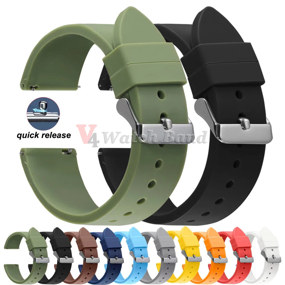 16mm 18mm 20mm 22mm Quick Release Silicone Strap for Samsung Galaxy Watch 3 4 5  for Huawei GT2/GT3 Smart Watch Bracelet