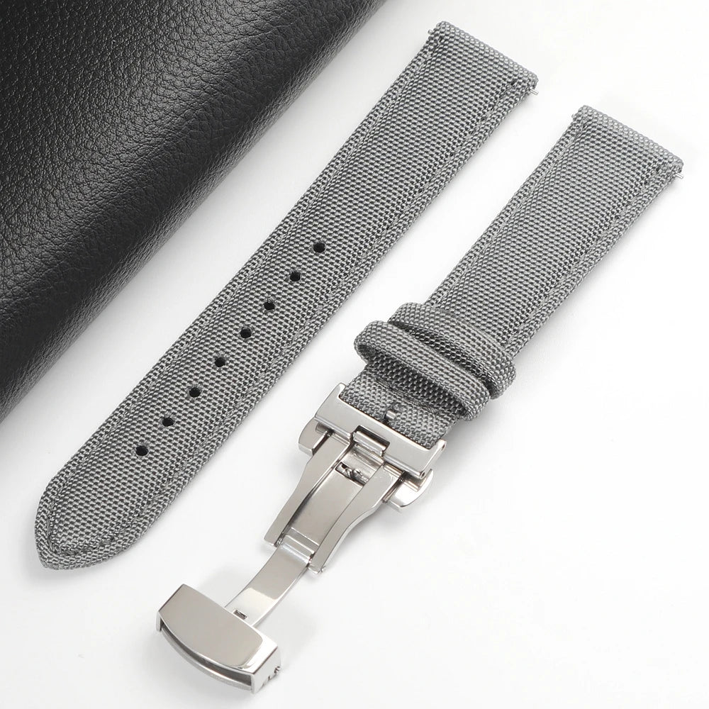 Quick Release Nylon Sailcloth Watch Strap 18mm 19mm 20mm 21mm 22mm 24mm Butterfly Buckle Band For Omega For Seiko Watchband