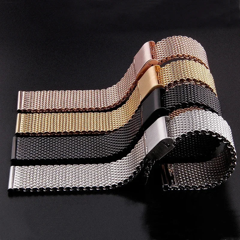1.0 Mesh Milanese Watch Strap QuickRelease Stainless Steel Bracelet 3mm Thickness for DW for Omega Wristband 18mm 20mm 22mm 24mm