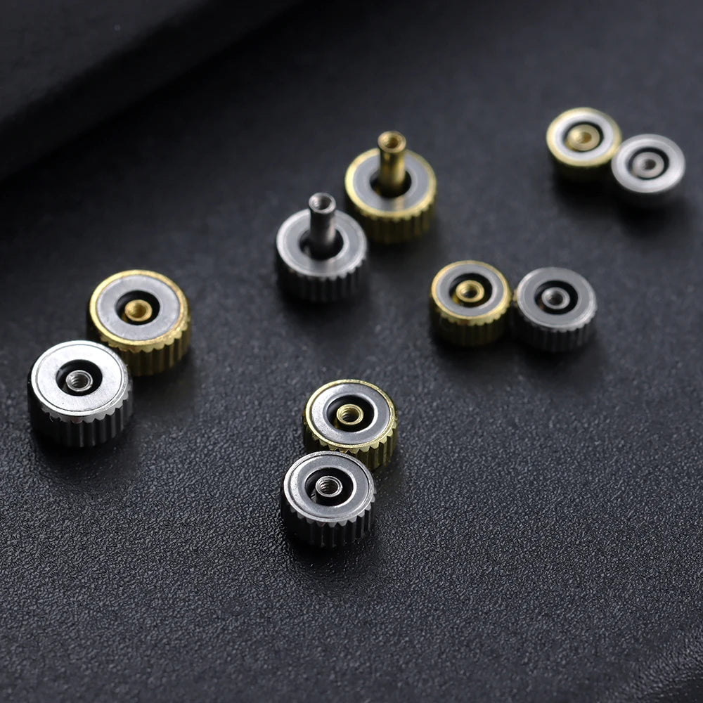 170Pcs/Box Watch Crown Parts Replacement Case Crown Stem Assorted Dome Flat Head Watch Accessories Repair Tool Kits with Box