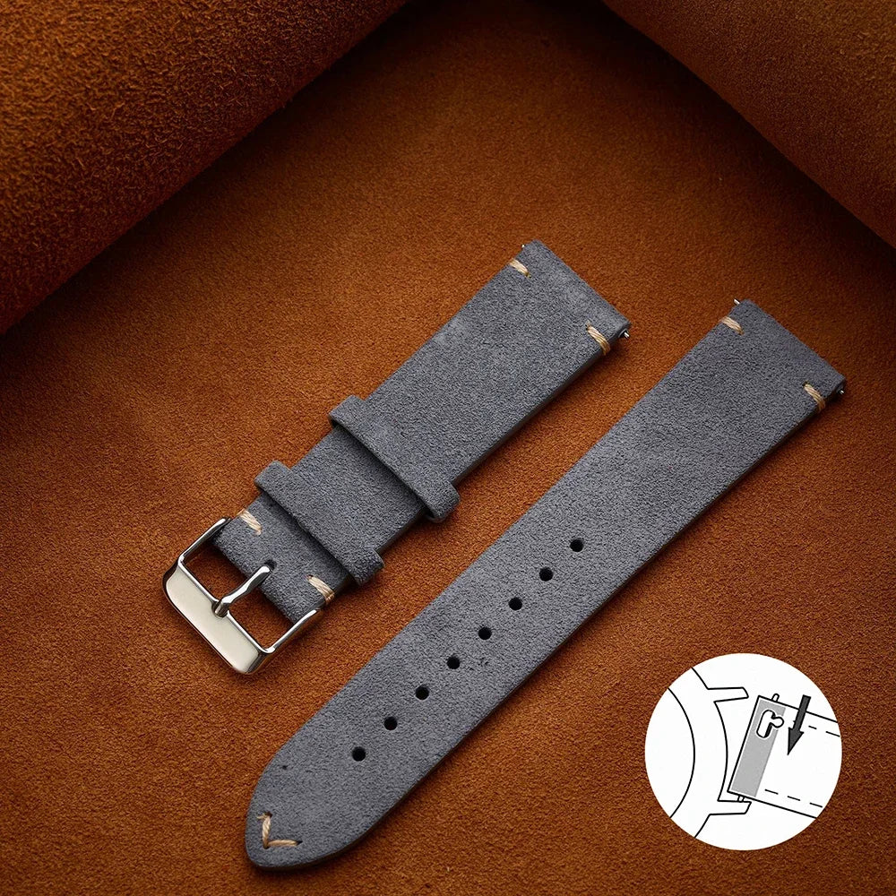 14mm 16mm 18mm Wristband Quick Release Soft Suede Strap 20mm 22mm Brown Watch Bands Calfskin Bracelet Women&Men Accessories