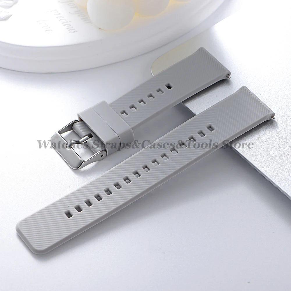 Soft Silicone Watchband Strap 18mm 19mm 20mm 21mm 22mm for Omega for Seiko Quick Release for Smartwatch Men's Universal Bracelet