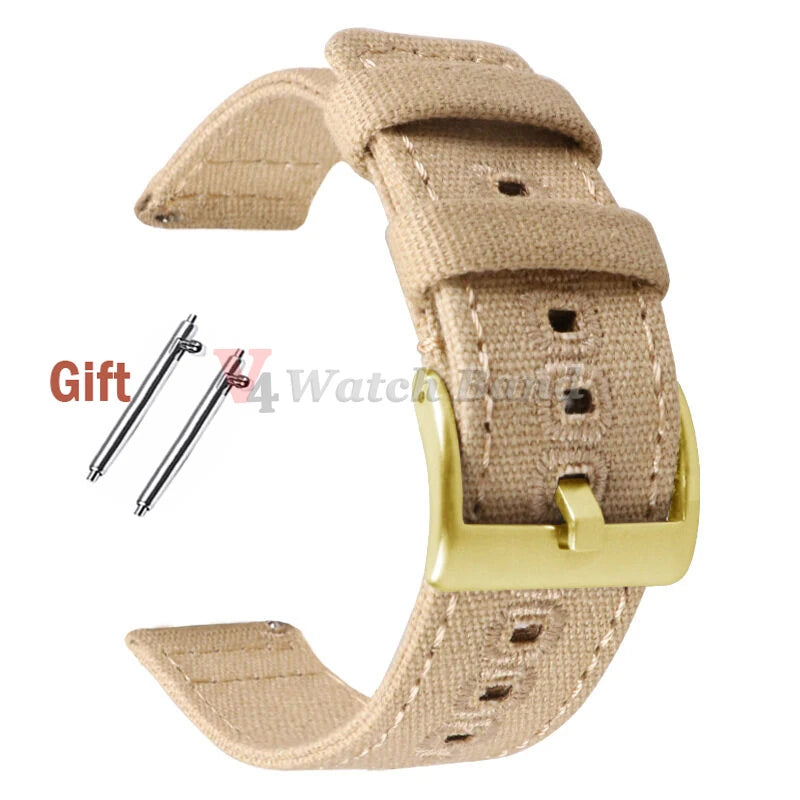Quick Release Bracelet for Huawei Strap18mm 20mm 22mm Braided Canvas Watch Band for Samsung Galaxy 3/4 40mm 44mm Classic 46/42mm