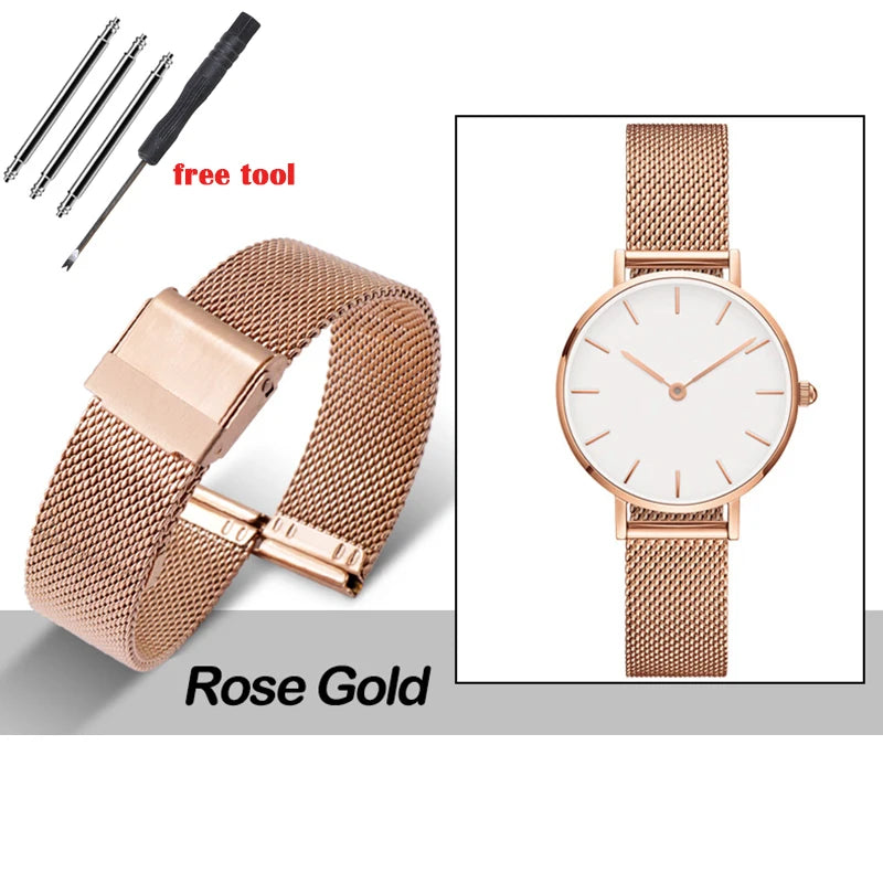 8/10/12/13/14/15/16/17/18/19/20/21/22/24mm Straps for Seiko 0.6mm Mesh Milanese Watch Band for DW Stainless Steel Wrist Bracelet