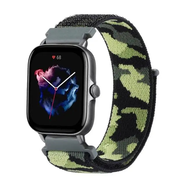 20mm 22mm Strap For Amazfit GTS/4/3/2E/GTS4/Mini/GTR 4/3/Pro/42mm/47mm/Strato GTR4 Nylon Camouflage Bracelet Amazfit Bip 3 Strap