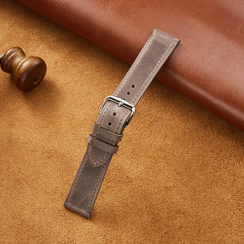 New Style Genuine Leather Watch Strap for Casio for Seiko 18/20/22mm Retro Oil Wax Skin Ultra-thin Quality Business Watchband