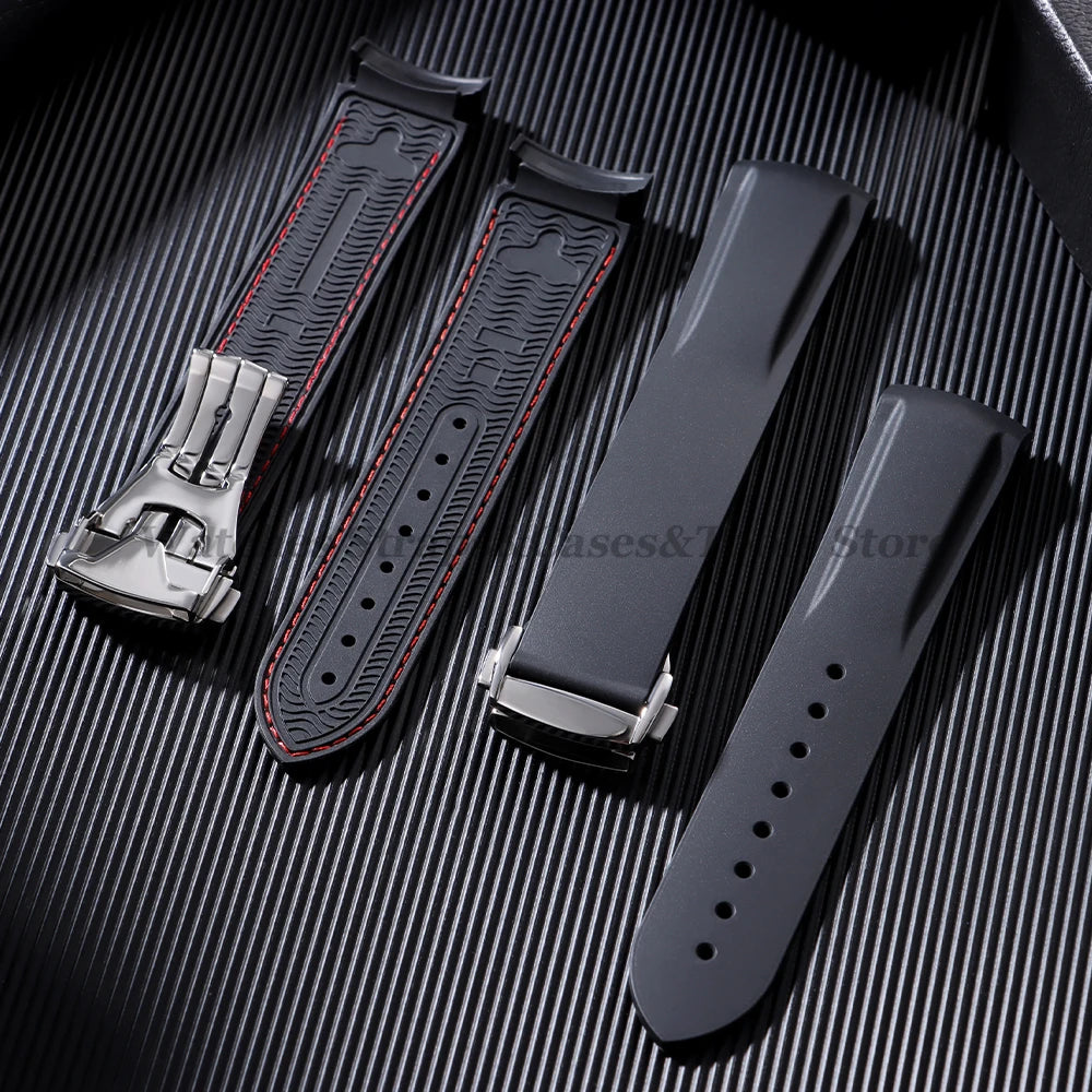 20mm 22mm Soft Rubber Watchband for Omega for Seamaster 300 for Speedmaster Planet Ocean Bands Silicone Waterproof Sport Straps