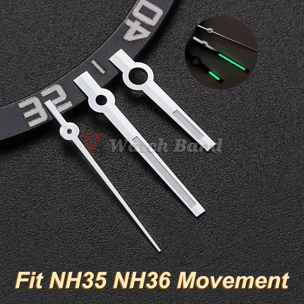 Polished Silver Aiguille NH35 Watch Hands Needles C3 Lumen Pointer Datejust Hands for Seiko NH35/NH36 Replacement Part