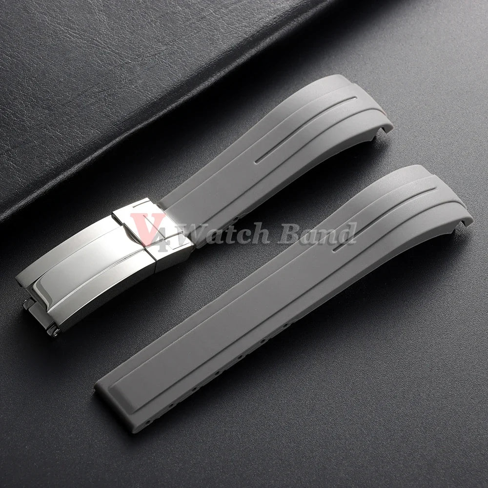 For Rolex Daytona Yacht-Master Ultra Arc Rubber Watchband 20 21mm 22mm Flexible Comfortable Silicone Curved Strap Folding Buckle