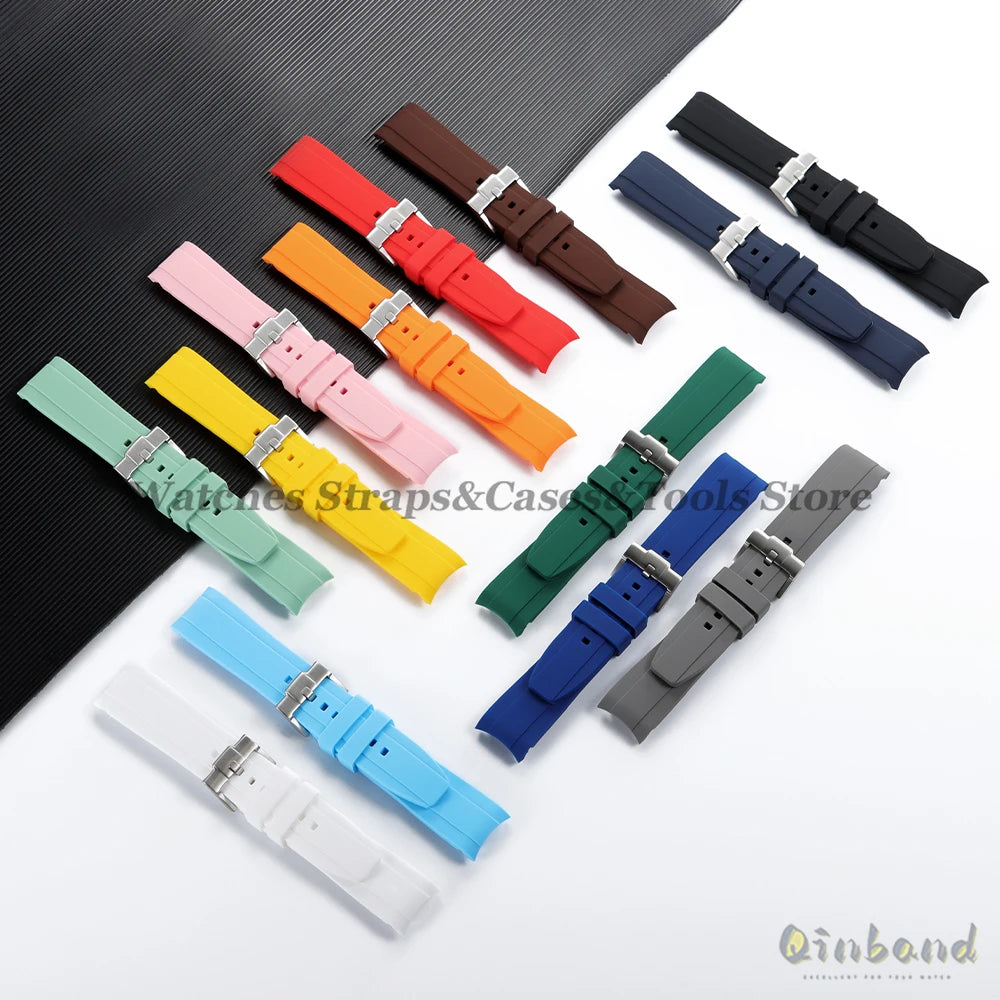 20mm 22mm Rubber Strap High Quality Curved End Silicone Watch Band for Swatch for Omega for Moonswatch for Rolex Waterproof Belt