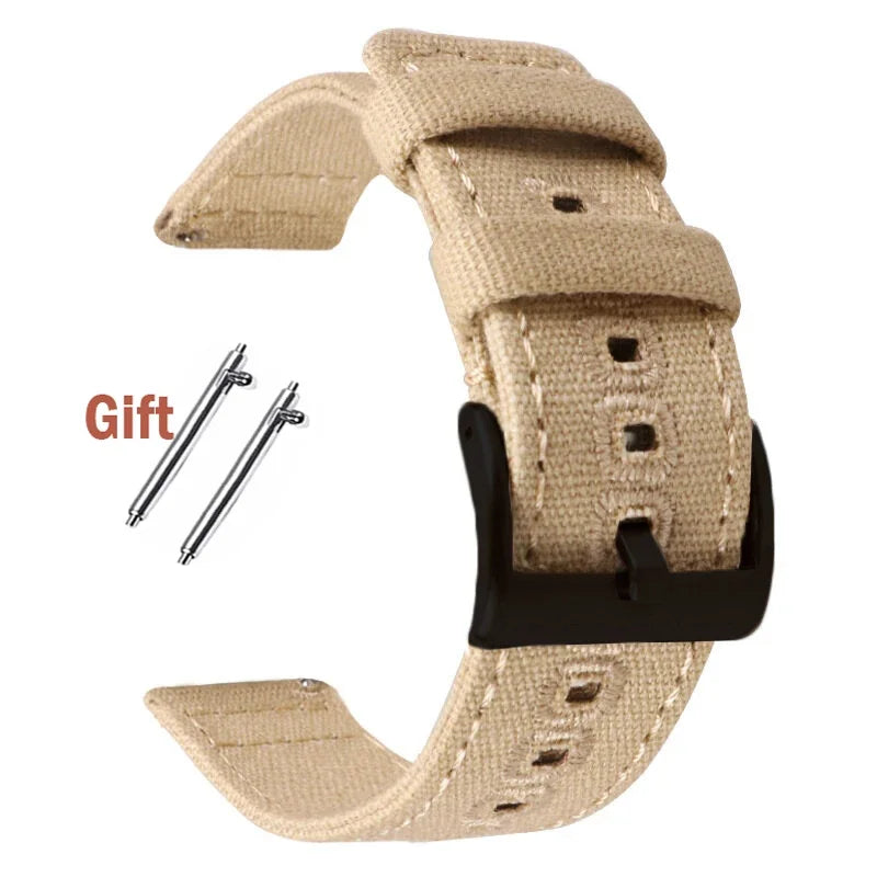 Quick Release Bracelet for Huawei Strap18mm 20mm 22mm Braided Canvas Watch Band for Samsung Galaxy 3/4 40mm 44mm Classic 46/42mm