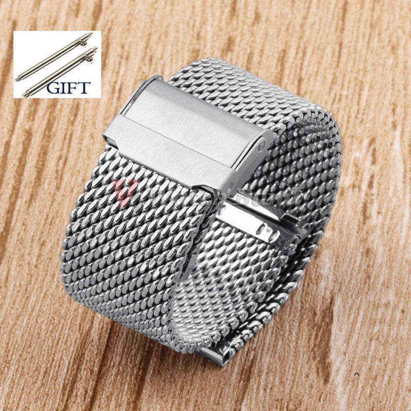 1.0mm Mesh Milanese Watchband Quick Release for DW Stainless Steel Bracelet for Omega Adjustable Straps for Seiko 18mm 20mm 22mm