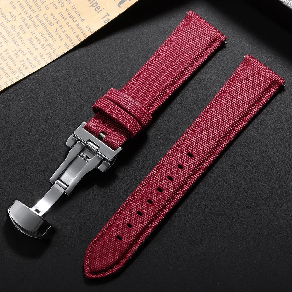 20mm 22mm Watch Strap for Omega Two-Sided Nylon Cowhide Watchband for Rolex Band Sport Wristband Quick Release Belt Accessories