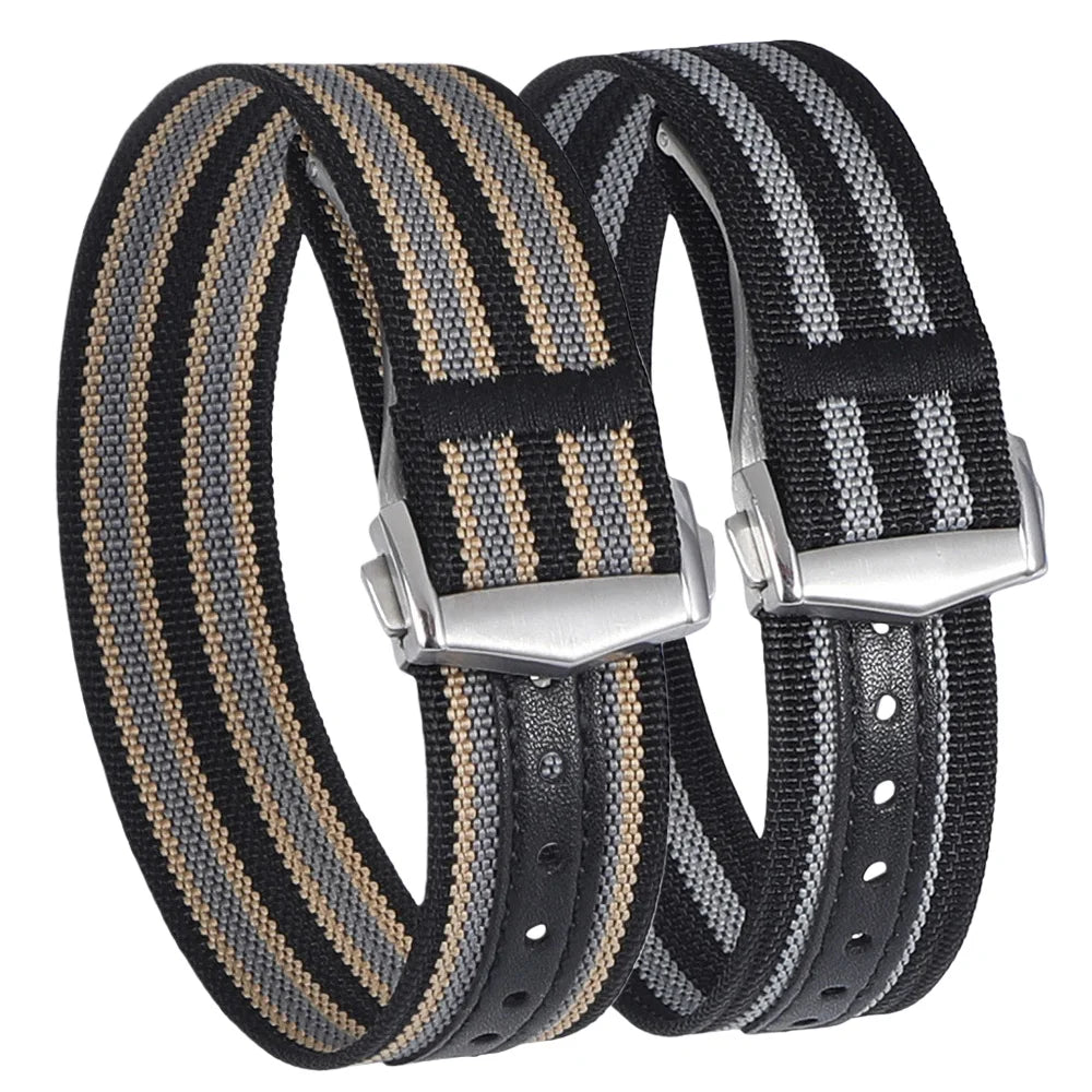 Premium Ribbed 20mm 22mm Watch Band Deployant Clasp Nylon Watch Strap for Omega Folding Buckle Watchband Sport Wristband For Men