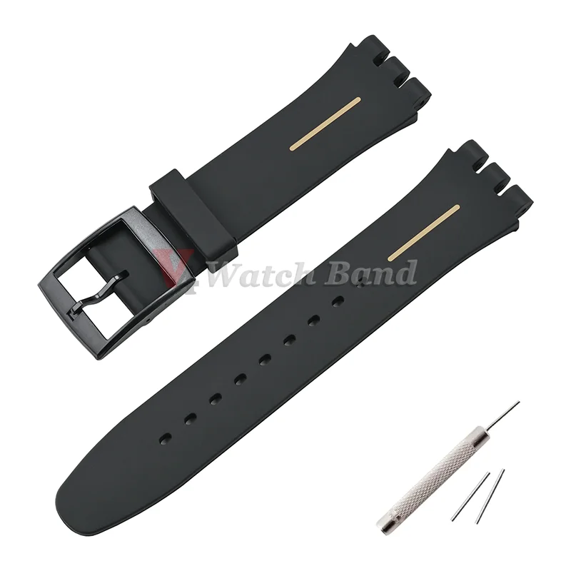 16mm 17mm 19mm 20mm Soft Silicone Watch Band for Swatch Rubber Strap Sports Replacement Wrist Bracelet Men Women Accessories