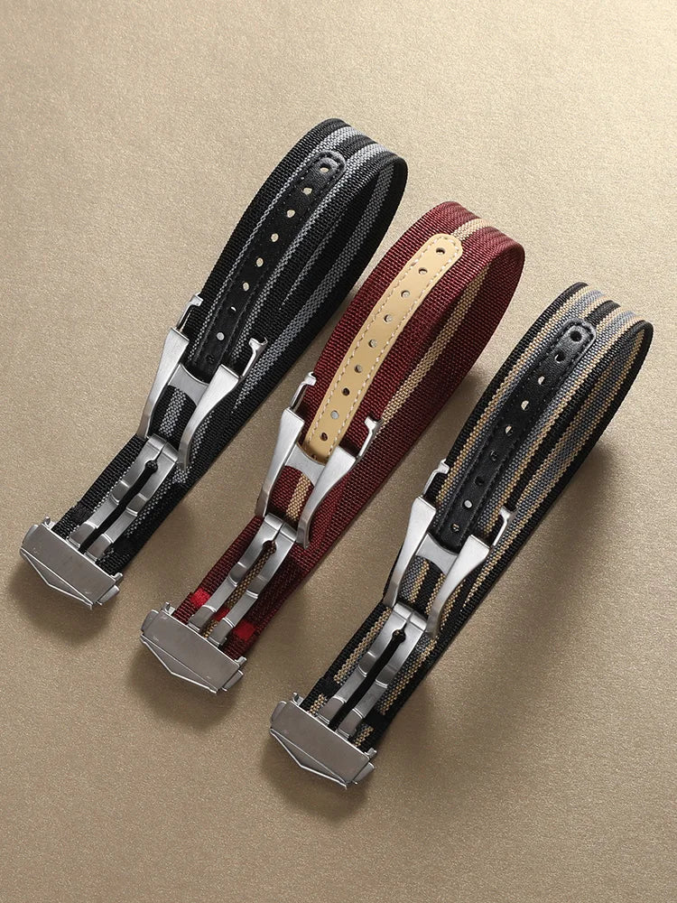 Premium Ribbed 20mm 22mm Watch Band Deployant Clasp Nylon Watch Strap for Omega Folding Buckle Watchband Sport Wristband For Men