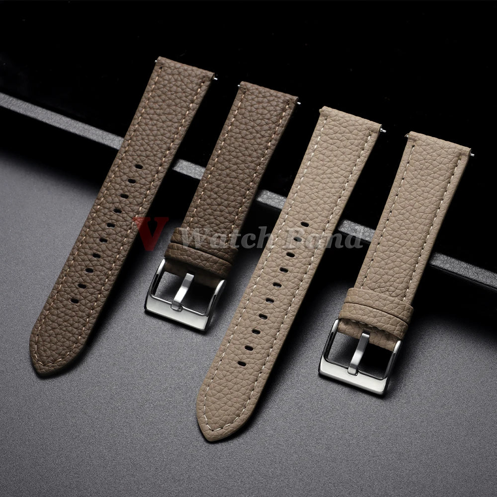 Universal Wristbelt 22mm Leather Business Strap for Omega for Seiko Lychee Pattern Leather Watchband Quick Release Soft Bracelet