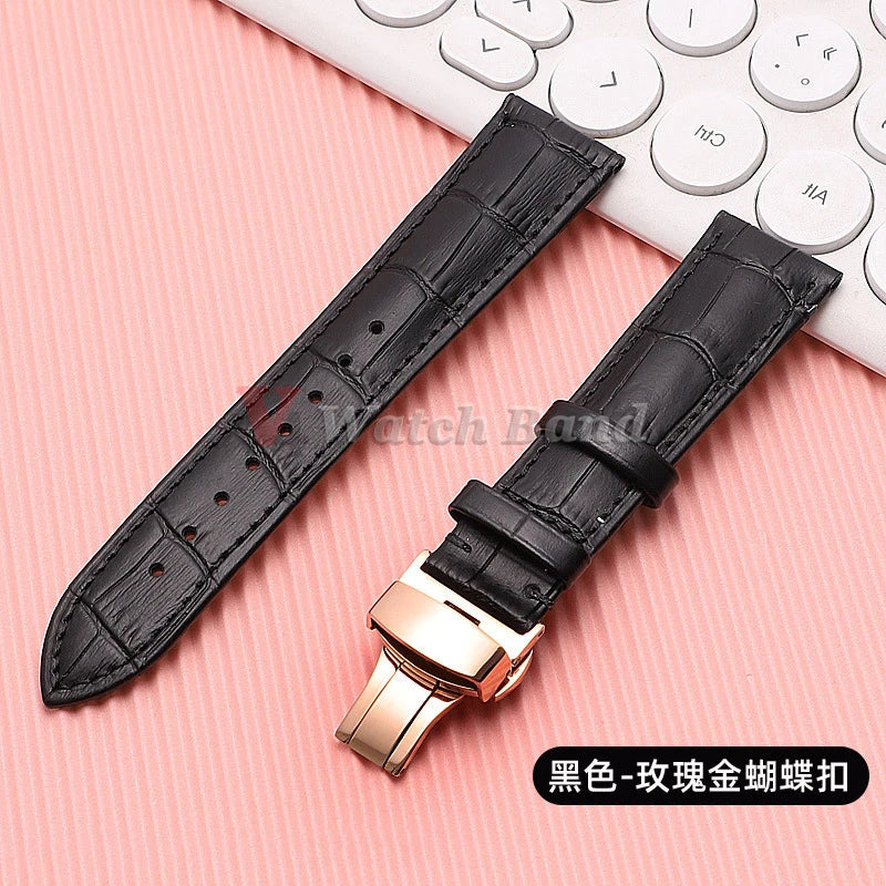 Quick Release Leather Watchband for Omega Business Watch Band for Seiko Butterfly 24mm 22mm 20mm 18mm Buckle Black Brown Strap