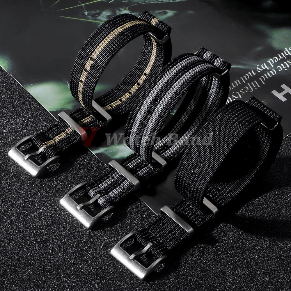 Ribbed Nylon Watch Band  for Seiko 18mm 20mm 22mm Comfortable Watch Straps Loop Military Washable Blet for Rolex Men Watchbands