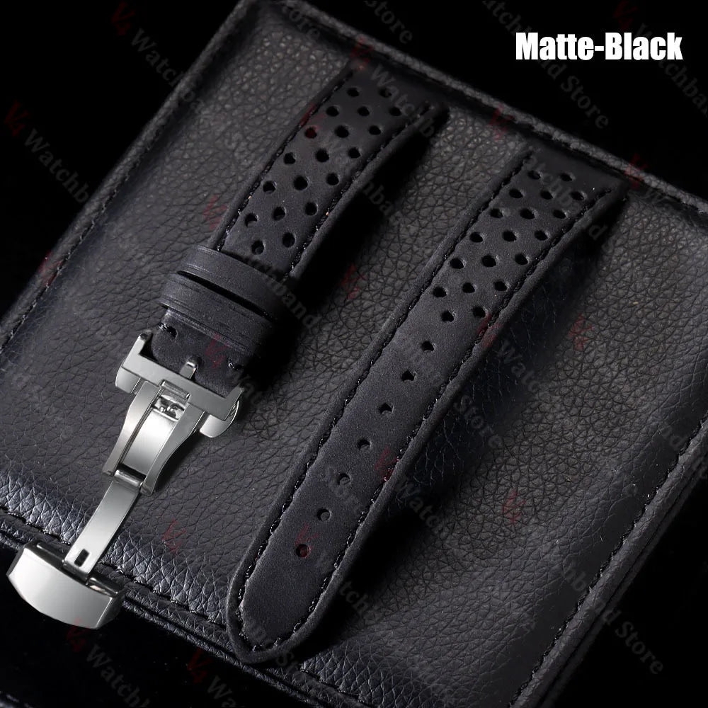 18/20/22mm Universal Genuine Cowhide Watch Band Butterfly Buckle Vintage Straps for Men Women Breathable Bracelet Belt Accessory