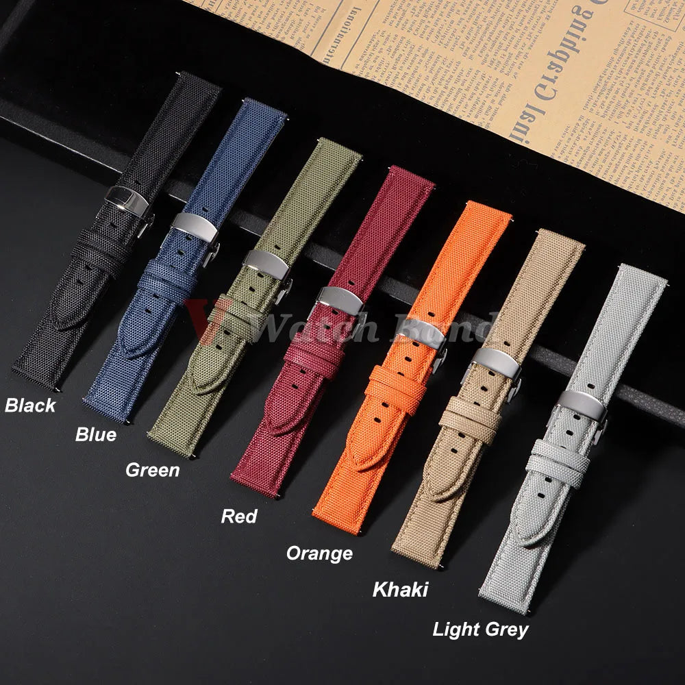 20mm 22mm Watch Strap for Omega Two-Sided Nylon Cowhide Watchband for Rolex Band Sport Wristband Quick Release Belt Accessories