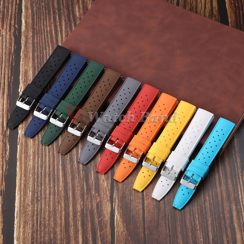 Premium Grade Tropical Rubber Watch Strap 20mm 22mm for Seiko SRP7J1 Watch Bands Diving Waterproof Strap Flat Universal Bands