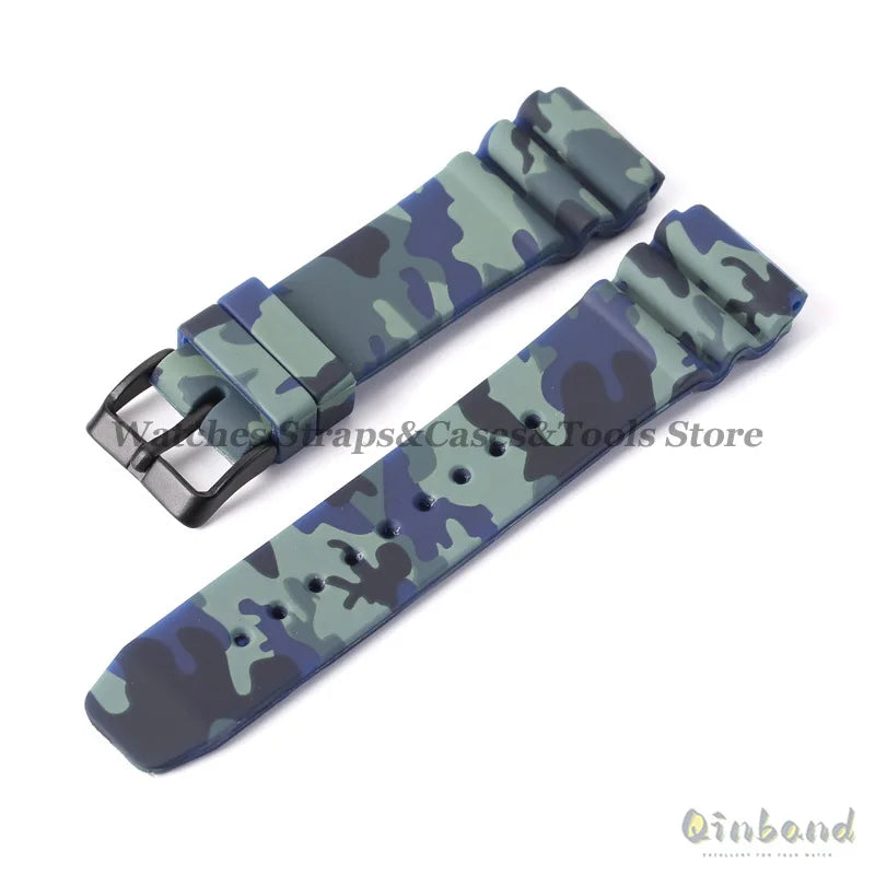 Soft Silicone Watch Band 22mm for Seiko for Rolex Waterproof Camouflage Rubber Watch Strap Bracelet Sport Watch Replacement Belt