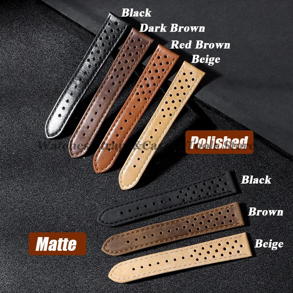 Genuine Calfskin Leather Watchband for Omega Business Wrist Band for Seiko 22mm 20mm 18mm Butterfly Buckle Breathable Men Straps
