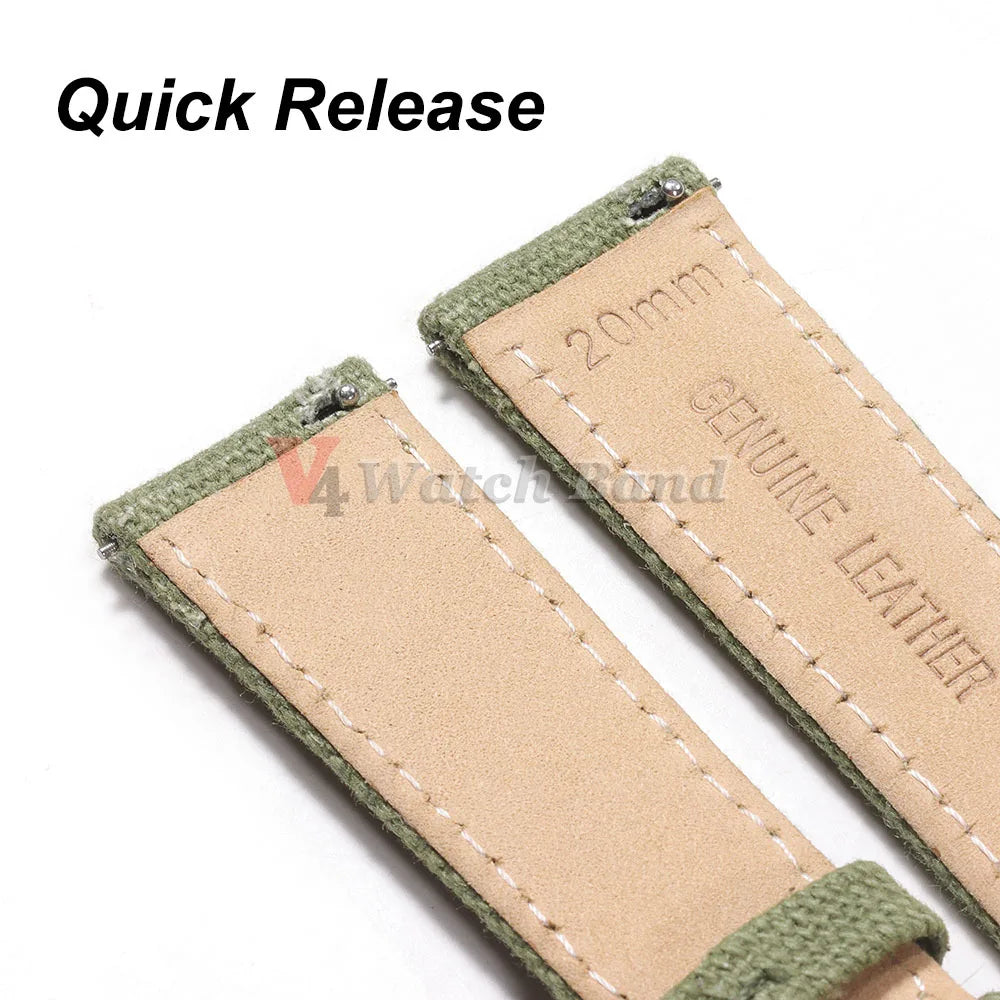 20mm 22mm Genuine Leather Nylon Watch Band Quick Release Strap Vintage Weave Bracelet for Men Women Replacement Wristband