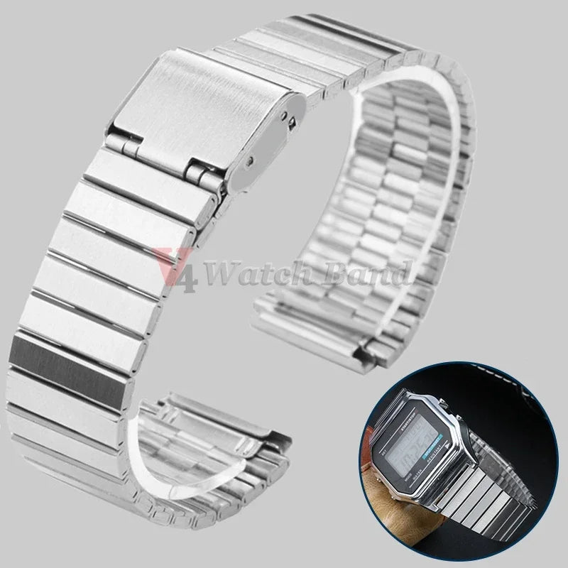 10 12 14 16 18 20mm Watch Band 18mm for Casio F-91W 18mm Metal Strap F91 F91W F84 SGW400 F105 F108 A168 AE1200 AE1300 with Pins