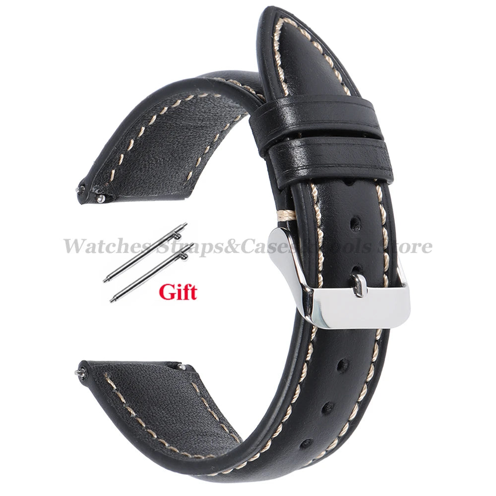 Vintage Oil Wax Leather Watch Strap 18mm 19mm 20mm 21mm 22mm for Huawei Watch GT4/GT3mm Quick Release Universal Men's Watchbands