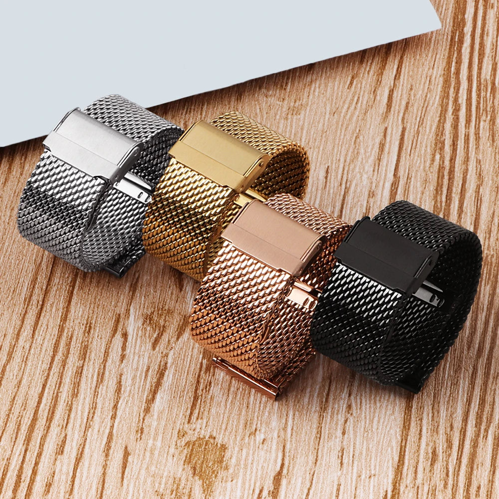 1.0mm Mesh Milanese Watchband Quick Release for DW Stainless Steel Bracelet for Omega Adjustable Straps for Seiko 18mm 20mm 22mm