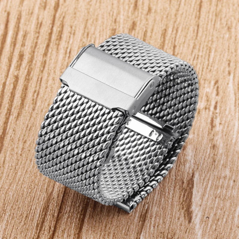 1.0mm Milanese Mesh Watch Band 3mm Thick Shark Mesh Strap Stainless Steel Quick Release Bracelet Folding Buckle18/20mm 22mm 24mm