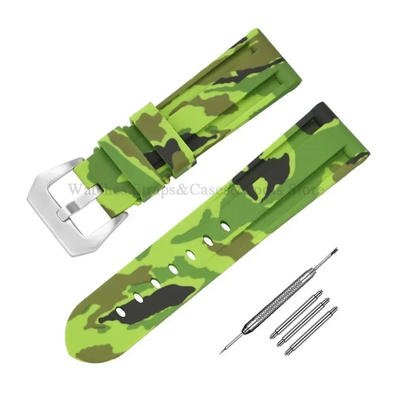 Camouflage Rubber Strap For Panerai Band 20mm 22mm 24mm 26mm Silicone MenSport Waterproof Wristband For Omega Universal Bracelet